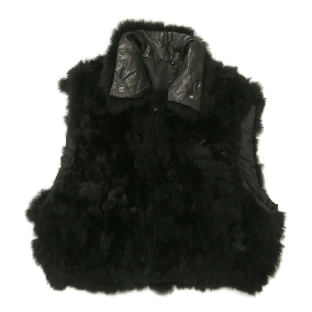 Mirage New Zealand Possum Fur Womens Full Zip Vest Sz 44 Black Soft‎ Vintage